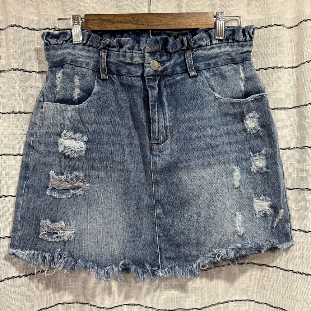 Hayden Denim Distressed Skirt